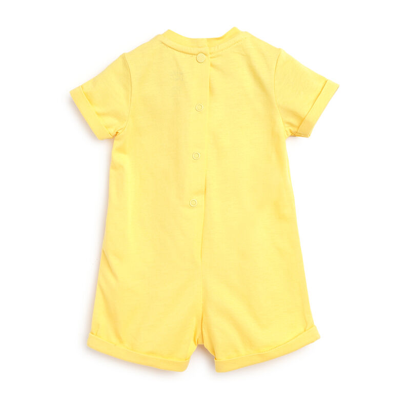 Boys Medium Yellow Printed Short Sleeve Rompers image number 1